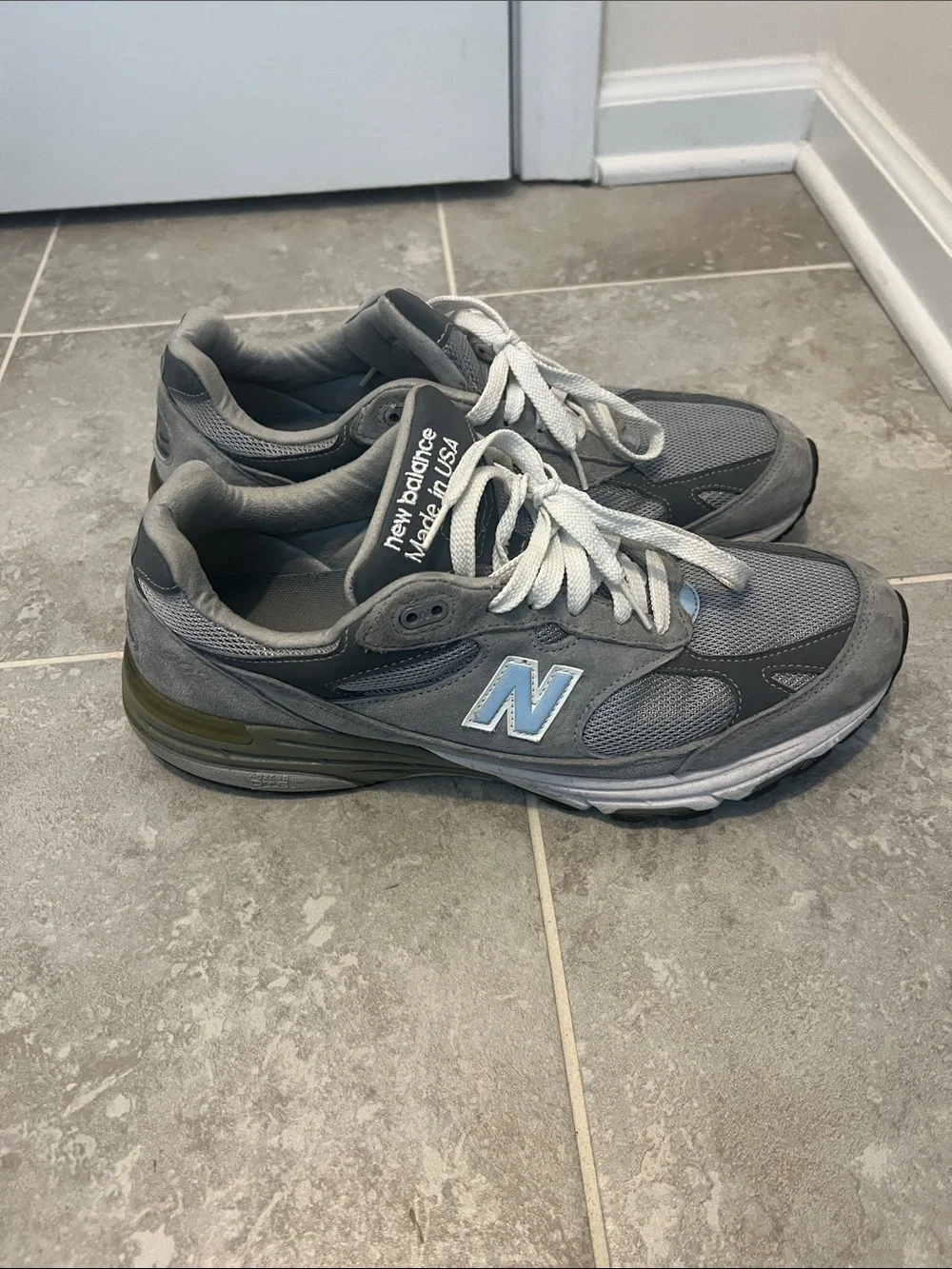 New Balance Gray Men's Athletic Sneakers with White Laces
